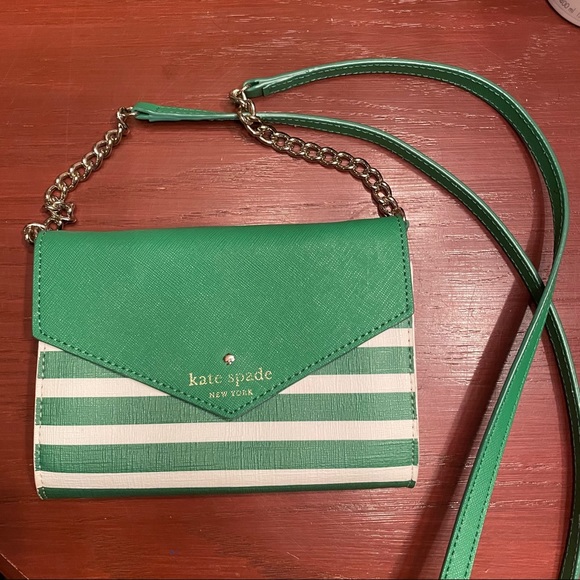 kate spade Handbags - Kate Spade Green/White Envelope Mini Crossbody